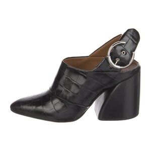 Chloe Embossed Patent Leather Mules Chunky Heel Size EU 36.5 / US 6.5 // Chloé